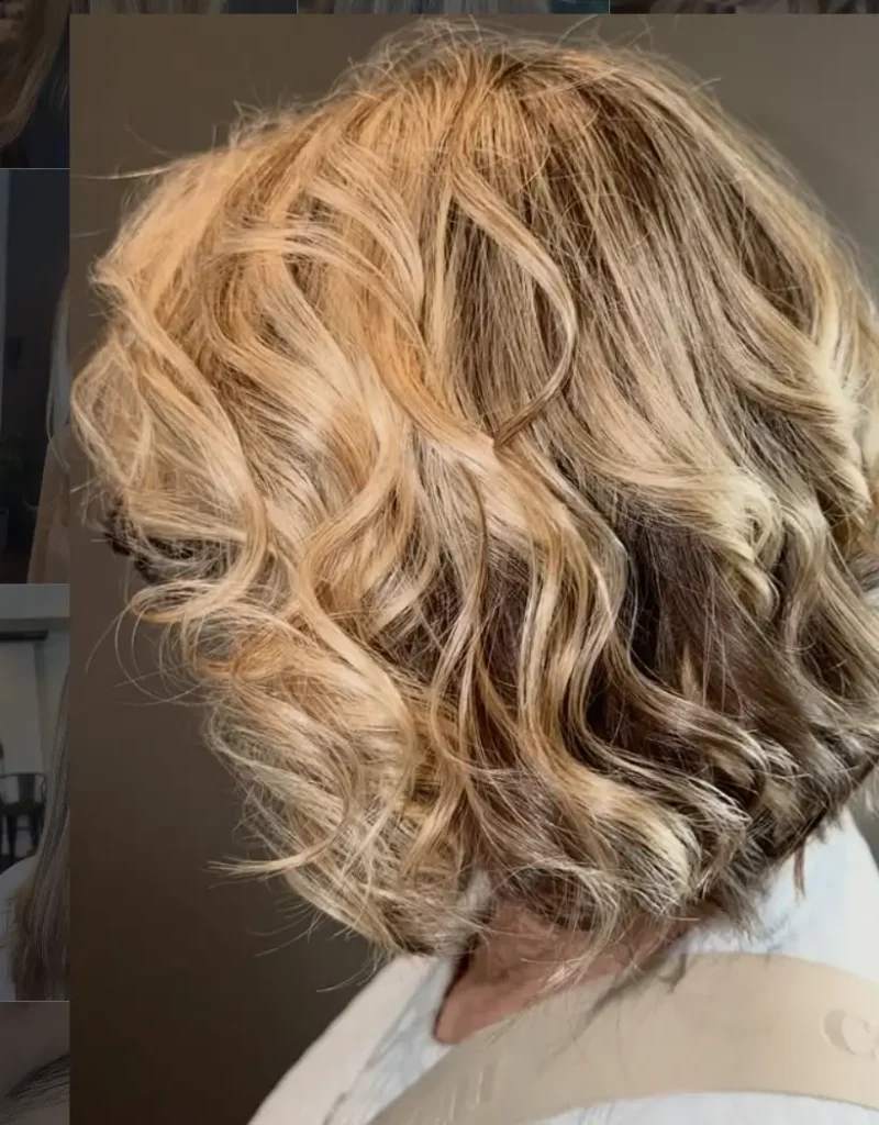 - Bella Capelli Sanctuario in Westlake, OH A person with short, wavy blonde hair featuring darker roots, viewed from the side against a plain background. - Bella Capelli Sanctuario in Westlake, OH